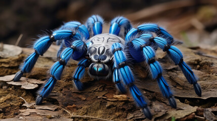 one of the most beautiful tarantulas, beautiful blue color of the spider