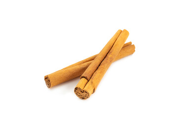 Ceylon cinnamon.Cinnamon sticks isolated on white background. Cinnamon roll and powder. Spicy spice for baking, desserts and drinks. Fragrant ground cinnamon. Close-up. Place for text. copy space