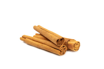 Ceylon cinnamon.Cinnamon sticks isolated on white background. Cinnamon roll and powder. Spicy spice for baking, desserts and drinks. Fragrant ground cinnamon. Close-up. Place for text. copy space