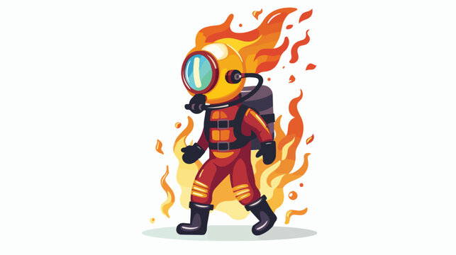 Character cartoon of fire as a diver  character design