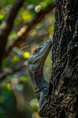 Fototapeta premium Lizard Perched on Tree