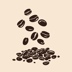 Stylized coffee beans falling.
