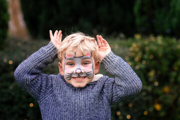 Cute little boy with his face painted