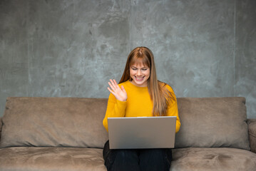 Side hustle money, second job concept. Young university student woman working freelance internet...