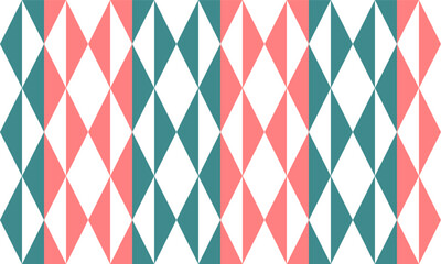 retro vintage abstract geometric background, pink green triangle pattern repeat seamless replete image design for fabric printing or wallpaper or abstract backdrop, checkerboard bow diamond vertically