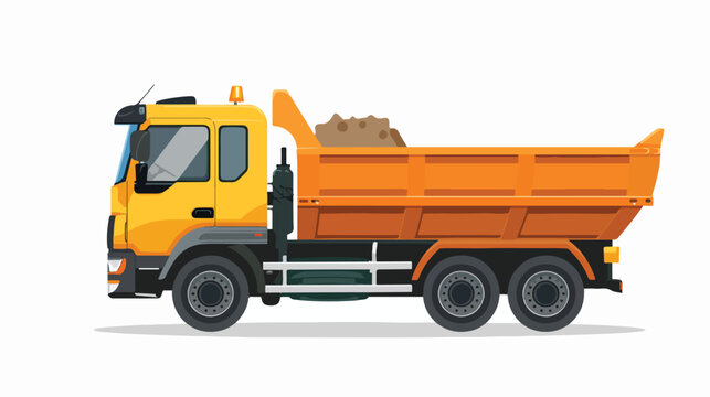 Construction truck vehicle icon flat vector isolated o