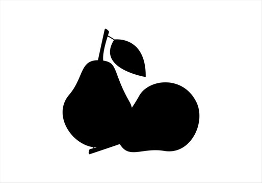 Icono de peras o frutas. Silueta negra de un par de peras o fruta