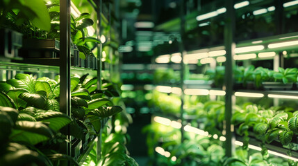 Plants Displayed on Shelf in Modern Greenhouse