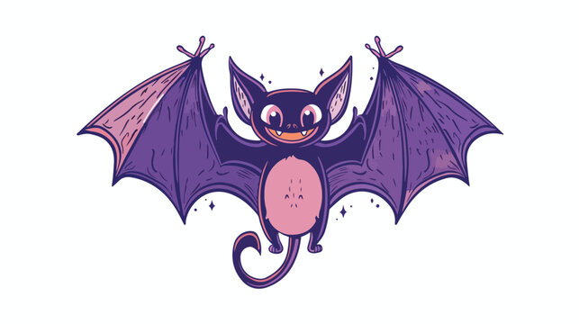 Cute bat character isolated on the white. Halloween pa