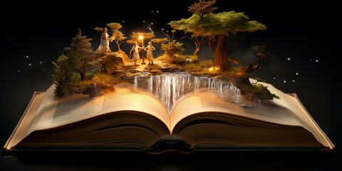 A magic book with idealistic view. - obrazy, fototapety, plakaty