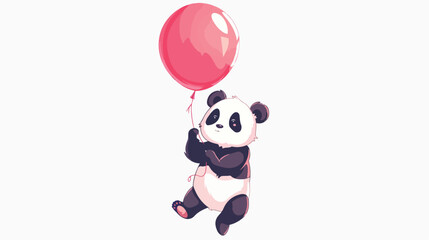 Cute little panda floating with big balloon ve