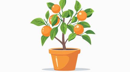 Fototapeta na wymiar Cute cartoon orange plant that looks very sharp flat v