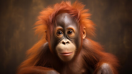 Orangutan. portrait of young monkeys - obrazy, fototapety, plakaty