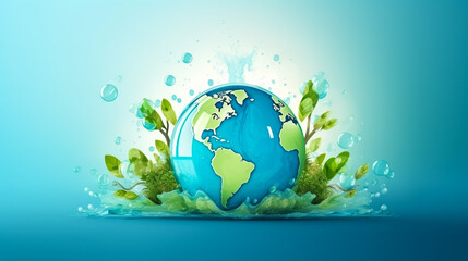 World Water Day - Planet Earth With Water Around
