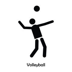 Volleyball flat black icon vector isolated on white background