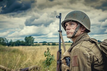 Man in Field With Rifle