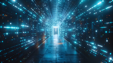 abstract background of digital data center tunnel