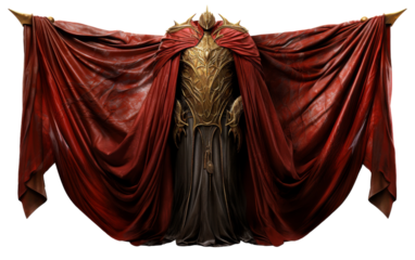 A majestic statue of a man standing proudly, adorned with a vibrant red cape