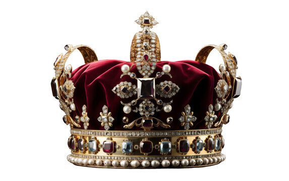 A majestic crown adorned with lustrous pearls and shimmering jewels, fit for royalty