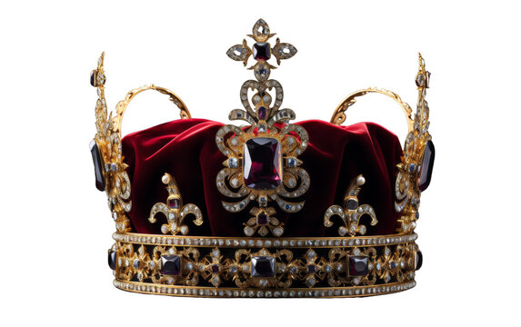 A royal crown adorned with a luxurious red velvet cover, exuding elegance and opulence