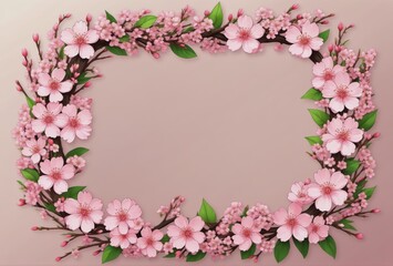Fototapeta na wymiar Sakura Hanami Wreath Illustration: Symbolic Blossoms for Spring Celebrations