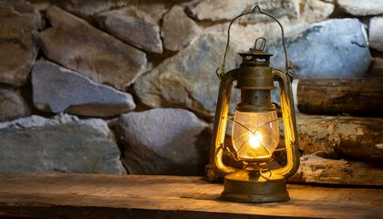 Fototapeta na wymiar Rustic Elegance: Close-up of Old Kerosene oil Lamp on Wooden Table beautiful background 