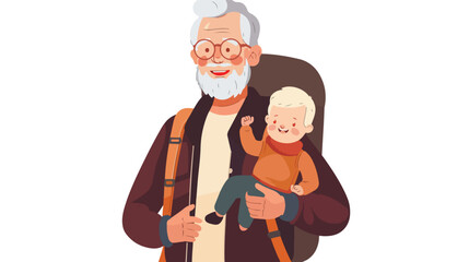 Grand father with baby carrier vector flat vector isolated