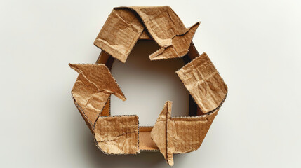 Obraz premium Recycle sign from recycled paper on white background.