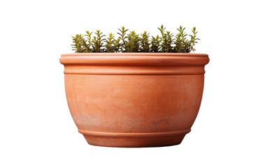 A beautifully crafted clay pot holds a thriving green plant, symbolizing growth and new beginnings