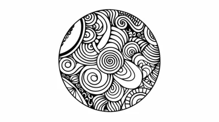 Fotobehang Doodle zen tangle design rounded mandala colouring boo © Aliha