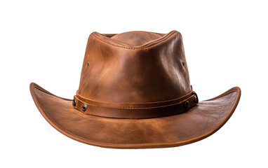 A stylish brown cowboy hat stands boldly against a stark white backdrop