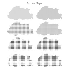 Bhutan Set of Dotted Map Vector Illustrator 