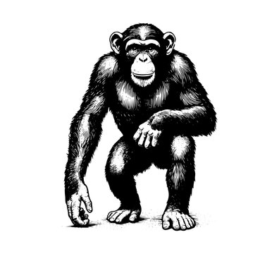 Chimpanzee hand drawn vector illustration