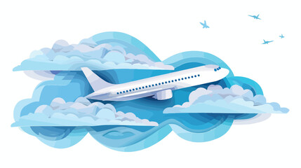 Illustration of an airplane over a cloud. design paper