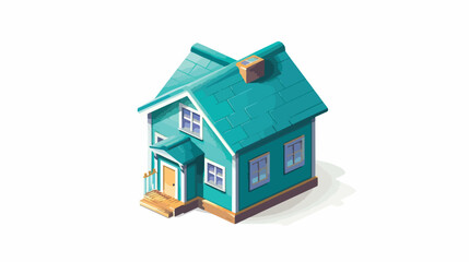 Illustration of a tiny turquoise house model flat vector