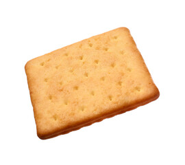 Tasty dry square cracker isolated on white