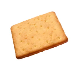 Foto op Plexiglas Tasty dry square cracker isolated on white © New Africa