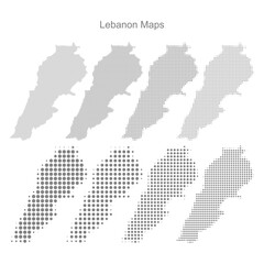 Fototapeta na wymiar Lebanon Set of Dotted Map Vector Illustrator 
