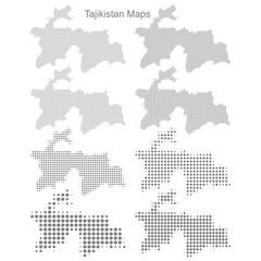 Fototapeta na wymiar Tajikistan Set of Dotted Map Vector Illustrator 