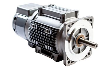 An electric motor stands elegantly against a white canvas, ready to hum with energy