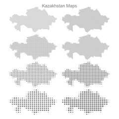 Fototapeta na wymiar Kazakhstan Set of Dotted Map Vector Illustrator 