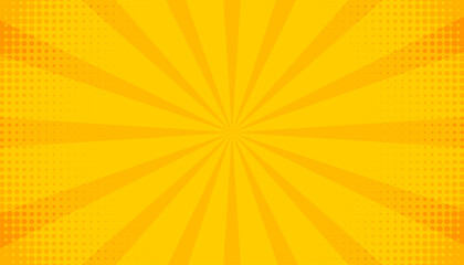 orange halftone comic zoom lines background. Vector illustration
