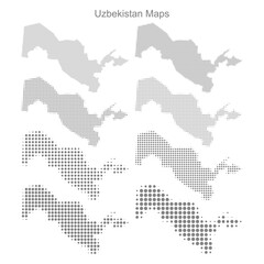 Fototapeta na wymiar Uzbekistan, Set of Dotted Map Vector Illustrator 