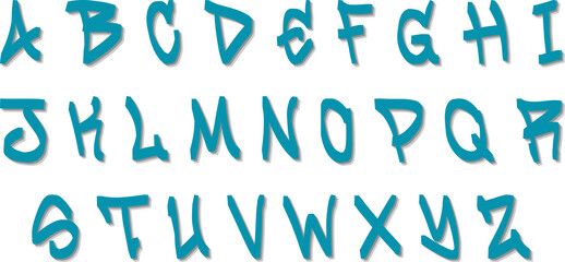 Font type handwritten hand draw abc english alphabet letters