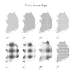 Fototapeta na wymiar South Korea Set of Dotted Map Vector Illustrator 
