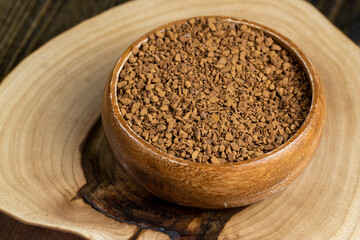 brown pieces of instant coffee for making a coffee drink