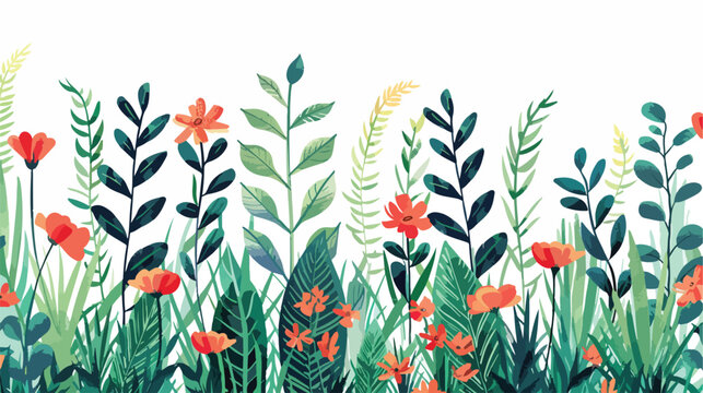Flowers leaves grass hairs fancy paintings used as illustration
