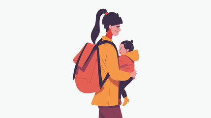 Mother with baby carrier vector flat vector isolated