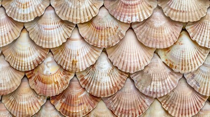 Fototapeta na wymiar cockle shell background pattern texture. ocean wildlife seafood concept