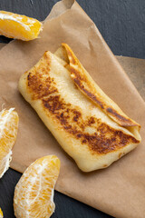 delicious pancakes with sweet filling of soft cottage cheese